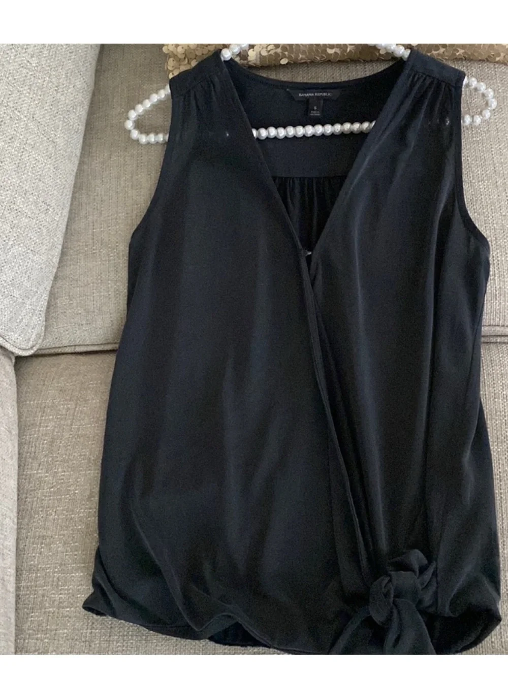 Banana Republic Sandwash Wrap Top Black Size S